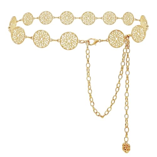 QIBZI Körperketten,Retro Kleid Taille Kette Damen Metall Mode Accessoires Pullover Gürtel Dekorative Kette Taille Cinch (Silber) von QIBZI