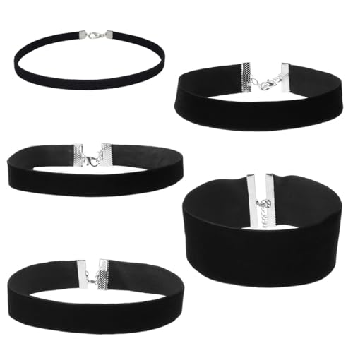 QIBZI Kropfbänder in Bijouterie Halsband Halskette Samt Halsband Halskette Schwarzer Samt Halsband, Damen Mädchen, 5 Stück von QIBZI