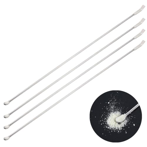 QIBZI Laborspachtel,Mini-Laborlöffel mit zwei Enden, halbrunder 22-cm-Löffel aus Edelstahl und Probenspatel mit flachem Ende (4 Stück) von QIBZI