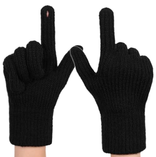 QICEDER Winterhandschuhe Touchscreen Handschuhe Strick Fingerhandschuhe Sport Warm und Winddicht Winterhandschuhe für Skifahren Radfahren Geeinget für Damen und Herren (Schwarz) von QICEDER