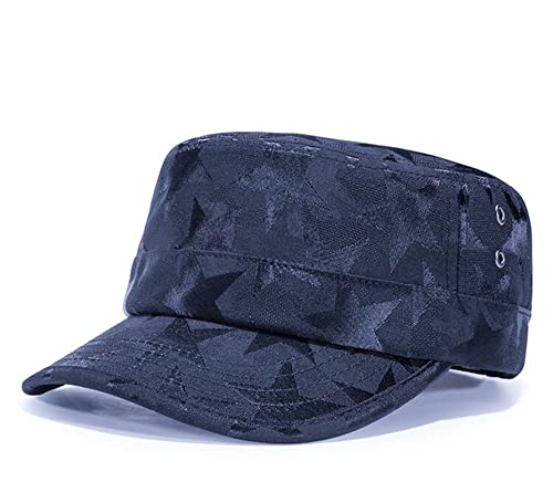 Herren Army Cap Vintage Military Style Flat Cap Kappe Baumwolle Verstellbare Baseball Kappe für Freizeit Outdoor Sport im Sommer (Blau) von QICHEN