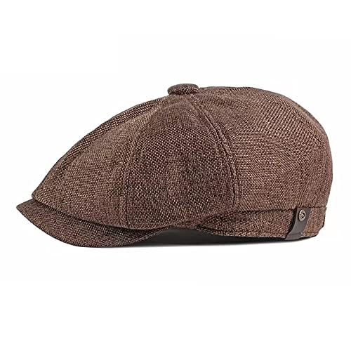 QICHEN 8-Panel Flatcap für Herren Sommer Schiebermütze Newsboy Schirmmütze Retro Casual Barett Cap Tellermütze (Braun) von QICHEN