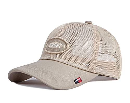 QICHEN Baseball Cap Herren Mesh Cap Sommer Atmungsaktiv Sport Kappe Unisex Basecap (Beige) von QICHEN