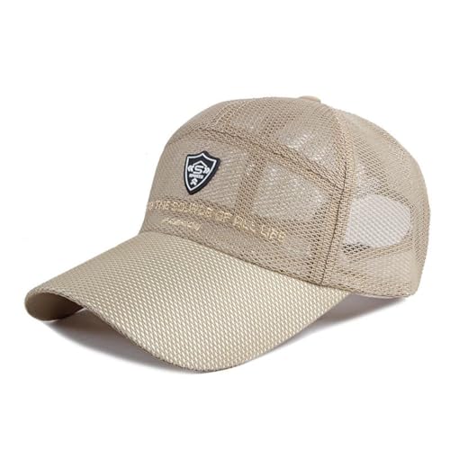 QICHEN Baseball Cap Herren Mesh Cap Sommer Atmungsaktiv Sport Kappe Unisex Basecap (Beige) von QICHEN