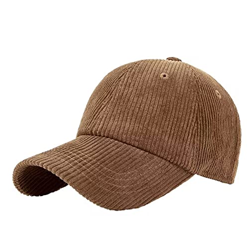 QICHEN Baseball Cap für Damen Cord Cap Basecap Verstellbar Kappe Baseballkappe Strapback Snapback (Braun) von QICHEN