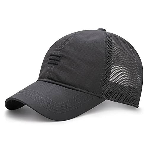 QICHEN Basecap Herren Sommer Atmungsaktiv Sport Kappe Mesh Baseballcap Unisex (Grau) von QICHEN