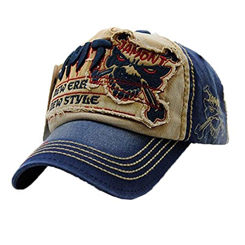 QICHEN Basecap Herren Vintage Distressed Baseball Cap Trucker Hat Freizeit Kappe (Blau) von QICHEN