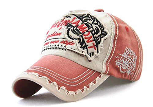 QICHEN Basecap Herren Vintage Distressed Baseball Cap Trucker Hat Freizeit Kappe (Rot) von QICHEN
