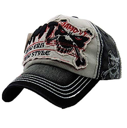 QICHEN Basecap Herren Vintage Distressed Baseball Cap Trucker Hat Freizeit Kappe (Schwarz) von QICHEN