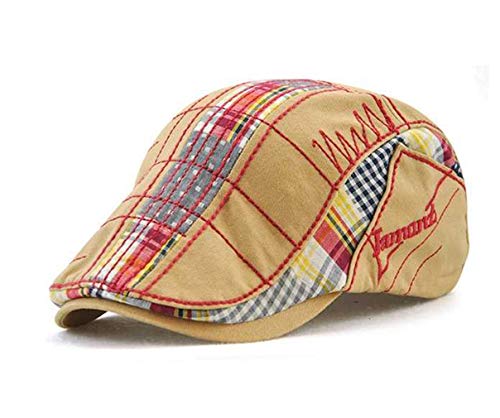 QICHEN Herren Schiebermütze ivy Newsboy Flat Cap Stickerei Barette Schirmmütze Kappe (Beige) von QICHEN