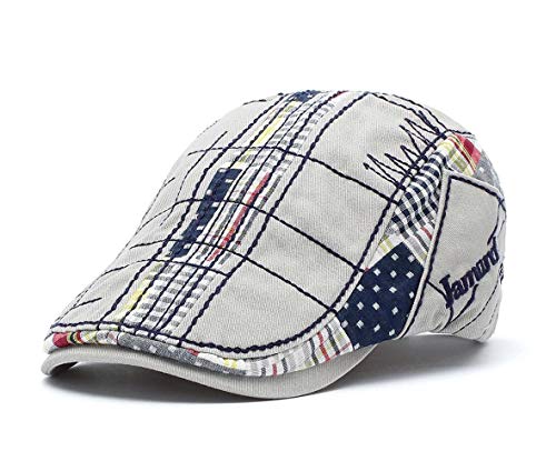 QICHEN Herren Schiebermütze ivy Newsboy Flat Cap Stickerei Barette Schirmmütze Kappe (Grau) von QICHEN