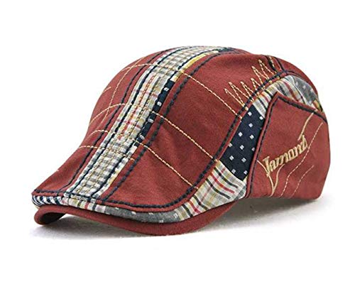 QICHEN Herren Schiebermütze ivy Newsboy Flat Cap Stickerei Barette Schirmmütze Kappe (Rot) von QICHEN