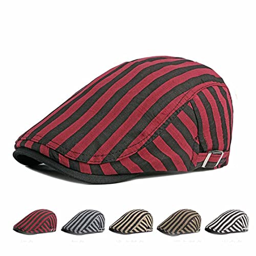 QICHEN Herren Schirmmütze Sommer Kappe Leicht Atmungsaktiv Schiebermütze Flatcap (Rot) von QICHEN