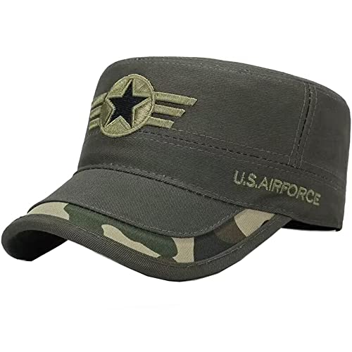 QICHEN Military Army Cap Herren Flache Baseball Cap Freien Wandern Sonnenschutz Freizeit Kappe Verstellbar (Armee grün-1) von QICHEN