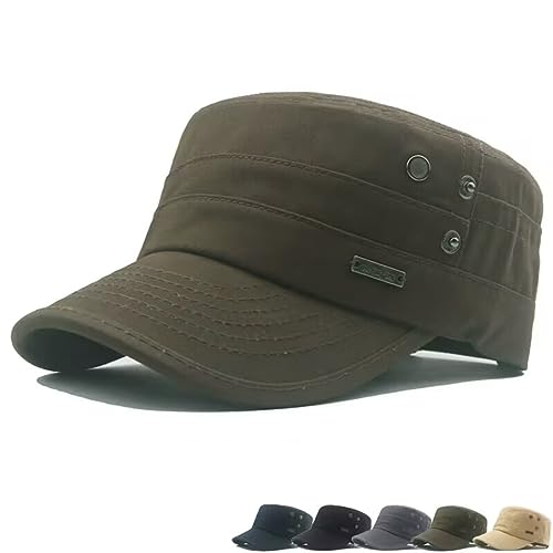 QICHEN Military Army Cap Herren Vintage Flat Baseball Cap Outdoor Sport Sonnen Kappe Unisex (Armee grün) von QICHEN