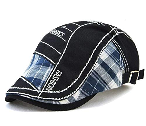 QICHEN Schiebermütze Unisex Mode Stickerei Flat Cap Ivy Schirmmützen Kappe (Schwarz) von QICHEN