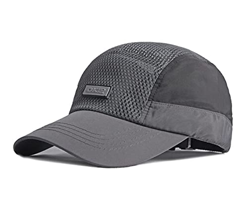 QICHEN Schnelltrocknend Basecap Herren Mesh Sonnen Sport Baseball Cap Sommer Atmungsaktive Kappe (Dunkelgrau) von QICHEN