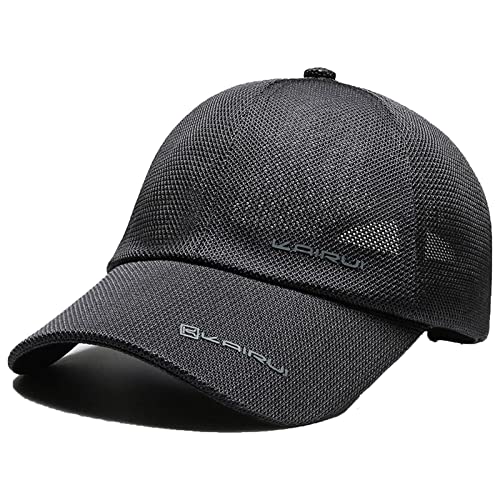 QICHEN Sommer Cap Herren Mesh Basecap Atmungsaktiv Outdoor Sportkappe (Grau) von QICHEN