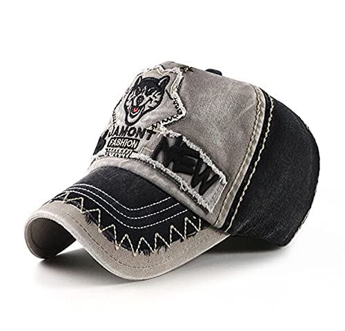 QICHEN Vintage Distressed Baseball Cap Herren Cotton Patch Freizeit Sport Kappe Unisex Basecap (Schwarz) von QICHEN