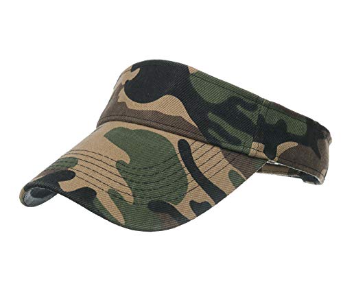 QICHEN Visoren für Herren Camo Outdoor Sports Visor Cap Sonnenblende mit Klettvers (Khaki) von QICHEN