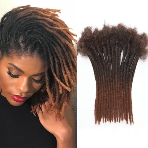 QIDESHENG 12 Inch Dreadlock Extensions Synthetic Hair 30Strands 0.8 Width Handmade Dreads Hair Extensions Reggae Braids Locs Synthetic Hippie Single Ended Dreads for Women/Men/Kids (1B/30, 12Inch) von QIDESHENG