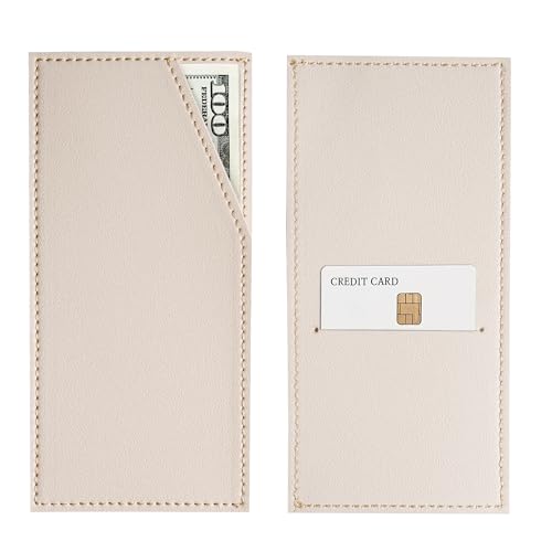 QIELIZI Karten- und Geldumschlag aus PU-Leder für Reisen und Budgetierung, wiederverwendbarer Geldhalter, stilvoller Leder-Geldumschlag (1 Beige) von QIELIZI