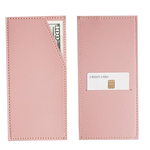 QIELIZI Karten- und Geldumschlag aus PU-Leder für Reisen und Budgetierung, wiederverwendbarer Geldhalter, stilvoller Leder-Geldumschlag (1 Rosa) von QIELIZI