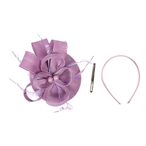 Fascinator Damen Damen Fasching Kostüm Zubehör Wedding Party Top Tea Hat for Women and Girls Feder Kopfschmuck Fascinator Hochzeit Fascinator Wedding Hat von QIFLY