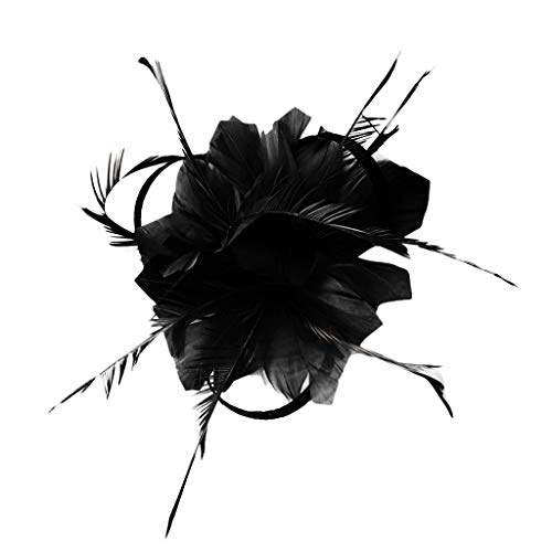 Fascinator Damen Women's Fascinator Hair Clip Hat Hochzeit Braut Kopfschmuck Kopfschmuck Flower Feather Tea Party Women Girls Hair Clip 1920s Veil Fascinator Hat for Women von QIFLY