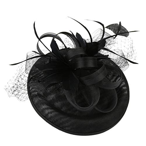 Fascinator Damen Women's Fascinator Hat Pillbox Schleier Hut Flower Fascinator Feather Brooch Corsage Hair Clip 1950s Vintage Fascinator Hat von QIFLY