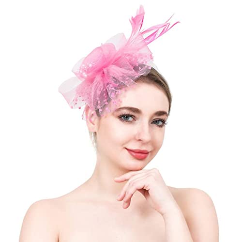 Fascinator Damen Women's Vintage Accessories Wedding Hat Headwear Elegant Cocktail Wedding Headbands for Women Girls Bowknot Fascinator Hat von QIFLY