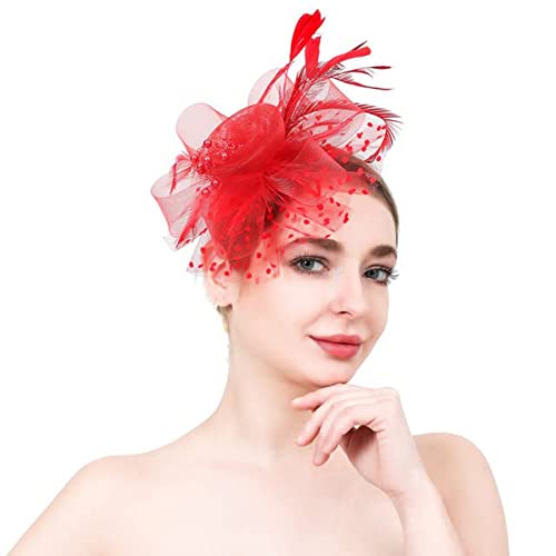 Fascinator Damen Women's Vintage Accessories Wedding Hat Headwear Elegant Cocktail Wedding Headbands for Women Girls Bowknot Fascinator Hat von QIFLY