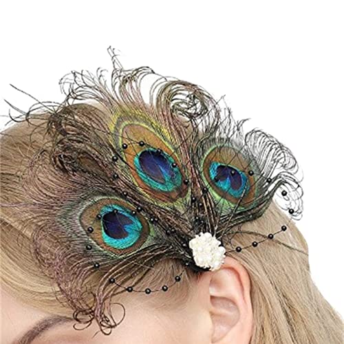 Fascinator Hochzeit Damen Elegant Fascinator Haarreif Für Hochzeit Cocktail Party Hat Flower Fascinator Feather Brooch Corsage Hair Clip Fascinator Hüte Für Frauen von QIFLY