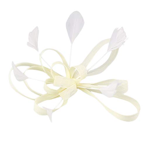 Fascinator Hochzeit Damen Elegant Fascinator Haarreif Für Hochzeit Cocktail Party Hat Flower Feather Tea Party Women Girls Hair Clip Banquet Hat Headband von QIFLY