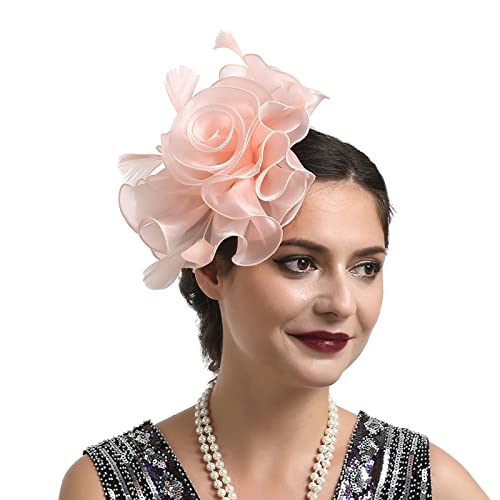 Fascinator Hochzeit Damen Fasching Kostüm Accessoires Ladies’ Cocktail Party Fascinator Halloween Costume Fascinator Hut Headpiece for Cocktail Wedding Vintage Tea Party von QIFLY