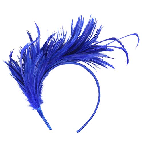 Fascinator Hochzeit Damen Fasching Kostüm Accessoires Wedding Cocktail Tea Party for Women and Girls Feather Veil Mesh Headband Ball Headband for Headband von QIFLY