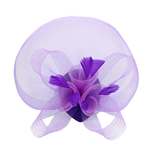 Fascinator Hochzeit Women's Elegant Summer Fascinator Bridal Hat Vintage Banquet Headwear Fascinators Hat Fascinators Pillbox Hat 1920s Flapper Fascinator Mesh Veil Headband von QIFLY