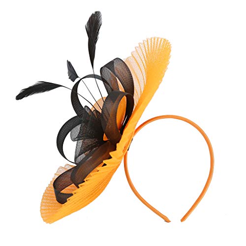 Fascinator Hochzeit Women's Elegant Summer Fascinator Bridal Hat Wedding Tea Party Hair Accessory Flower Feather Mesh Elegant Bridal Tea Party Hat Fascinator Hair Clip von QIFLY