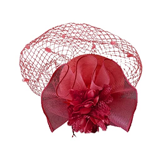 Fascinator Hut Damen Damen Fasching Kostüm Zubehör Wedding Church Party Hair Clip Feather Veil Mesh Headband Bridal Wedding for Dress Party Cocktail von QIFLY