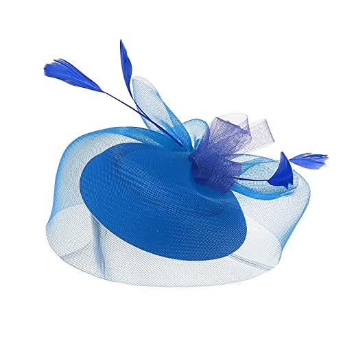 Fascinator Hut Damen Women's Fascinator Hair Clip Hat Rhinestone Veil Hair Clip Headband Flower Fascinator Feather Brooch Corsage Hair Clip Fascinator Wedding Ascot Hat Birdcage Veil von QIFLY