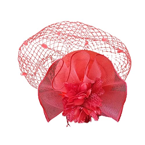 Fascinator Hut Damen Women's Vintage Accessories Party Hat Flower Fascinator Feather Brooch Corsage Hair Clip 1920s Veil Fascinator Hat for Women von QIFLY