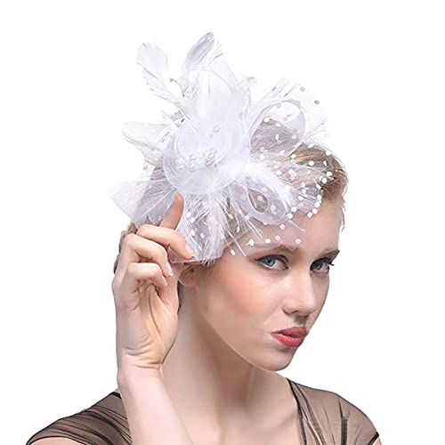 Fascinator Schwarz Damen Fasching Kostüm Accessoires Pillbox Schleier Hut Headpiece Fascinator on Church Bridal Wedding Tea Party Fascinator Veil for Women von QIFLY