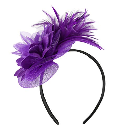 Fascinator Schwarz Women's Mesh Feathers Clip Rhinestone Veil Hair Clip Headband Feder Netz Schleier Party Hüte Fascinator Hat Elegant Feather Net Mesh Derby Tea Party Hats von QIFLY