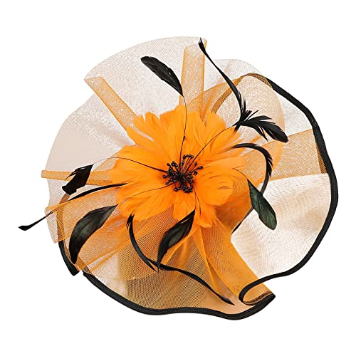 Kopfschmuck Fascinator Damen Fasching Kostüm Accessoires Vintage Banquet Headwear Fascinators Hat Flower Feather Mesh Elegant Bridal Tea Party Hat Fascinator Hüte Für Frauen von QIFLY