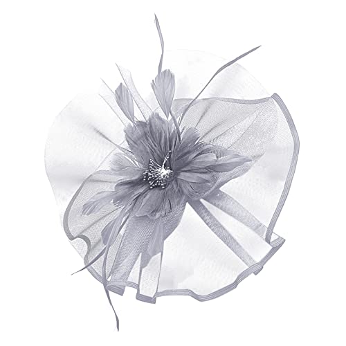 Kopfschmuck Fascinator Women's Cocktail Fascinators Ladies’ Cocktail Party Fascinator Flower Feather Mesh Elegant Bridal Tea Party Hat 1920er Fascinator Stirnband von QIFLY