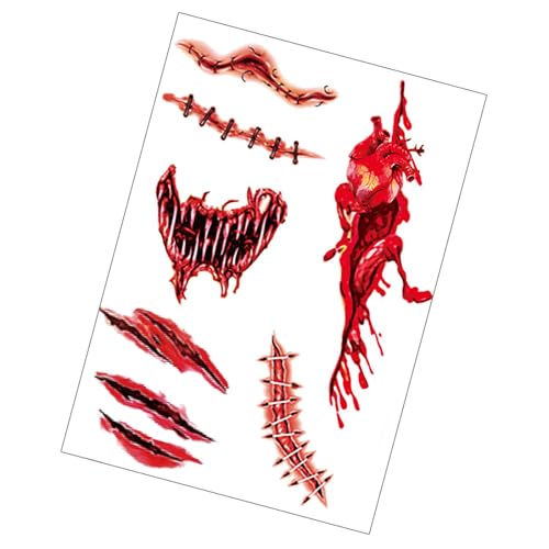 Halloween Aufkleber Temporäre Tätowierte Aufkleber Horror Falsche Blutige Wunde Aufkleber für Halloween Cosplay Party Dekoration Halloween Aufkleber Temporäre Tätowierte Aufkleber Horror Falsche Blutige Wunde Aufkleber für Halloween Cosplay Party Dekoration von QIIIMSLSS