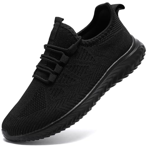 QIJGS Herren Schuhe Turnschuhe Sportschuhe Laufschuhe Sneaker Slip on Wanderschuhe Freizeit Leicht Atmungsaktiv Tennisschuhe Fitnessschuhe Schwarz 41 von QIJGS