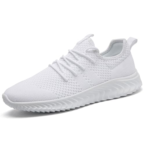 QIJGS Laufschuhe Herren Sneaker Running Turnschuhe Sportschuhe Wanderschuhe Tennisschuhe Weiß Walking Schuhe Straßenlaufschuhe Athletic Leicht Fitnesss Jogging Slip on Weiss Fashion 39 von QIJGS