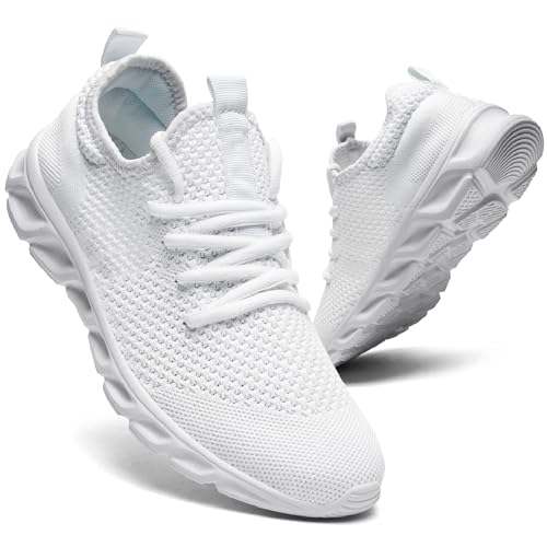 QIJGS Sneaker Freizeitschuhe Damen Sportschuhe Laufschuhe Turnschuhe Fitness Straßenlaufschuhe Trainer Outdoor Sneakers Tennis Gym Walkingschuhe Jogging Schuhe Weiß 44 von QIJGS