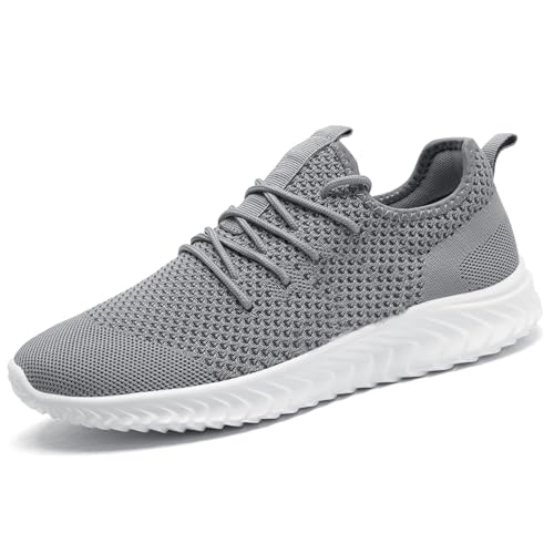 QIJGS Sneaker Herren Running Sportschuhe Laufschuhe Turnschuhe Schuhe Straßenlaufschuhe Wanderschuhe Grau Tennisschuhe Athletic Leicht Fitnesss Jogging Slip on Walking Fashion 46 von QIJGS